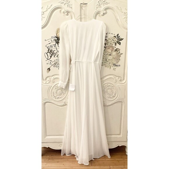Lulus My Whole Heart Dress Women's S White Maxi Long Sleeve Wrap NWT - Picture 10 of 14